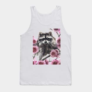 Raccoon and Flowers Tank Top